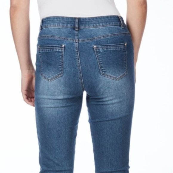 Women's Rockmans Blue Mid Wash Slim Fit Full Length Jeans Size 14 - Picture 4 of 5